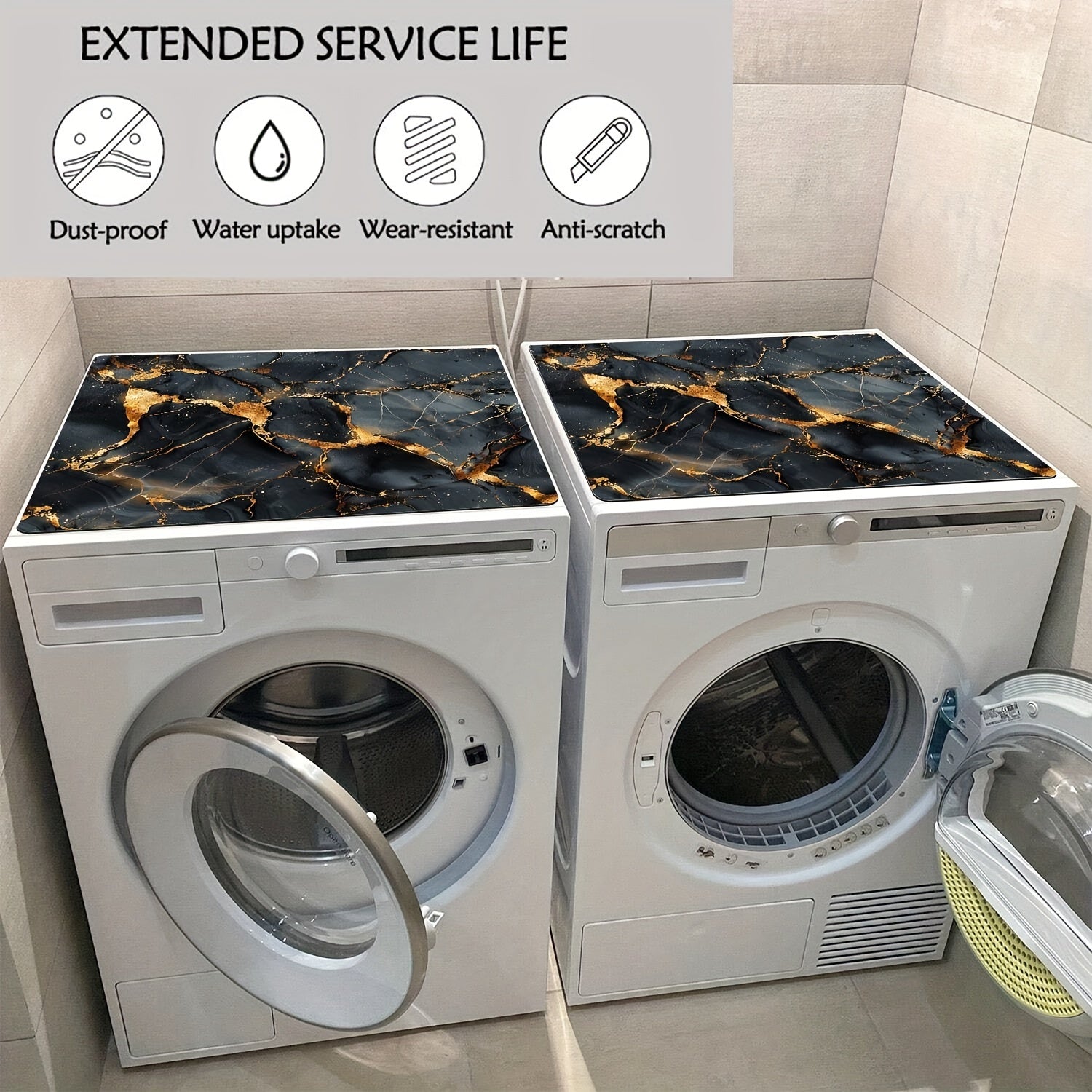 Qora va oltin marmar yuvish mashinasi qoplami mato, sirpanishga qarshi, singdiruvchi, yuqori pad