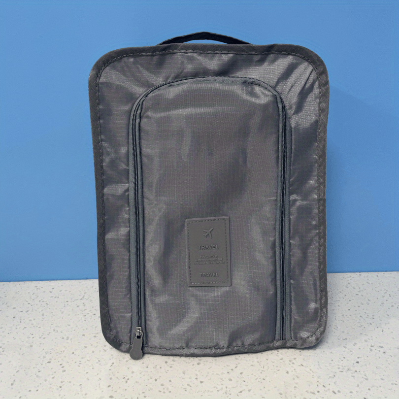 Orange Shoe Storage Bag with Mesh Front Pocket Zipper Lightweight Organizer for Neat Shoe Storage