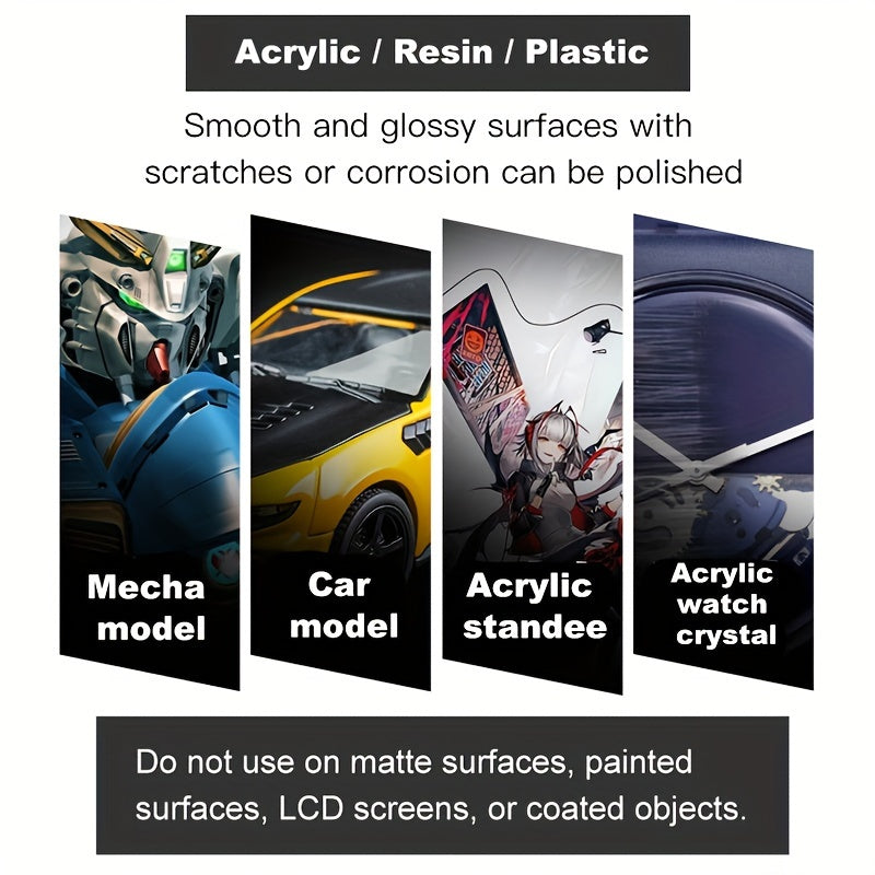 Crema reparadora de arañazos para resina plástica, restaurador de acabado acrílico espejo para relojes y salpicadero de coche