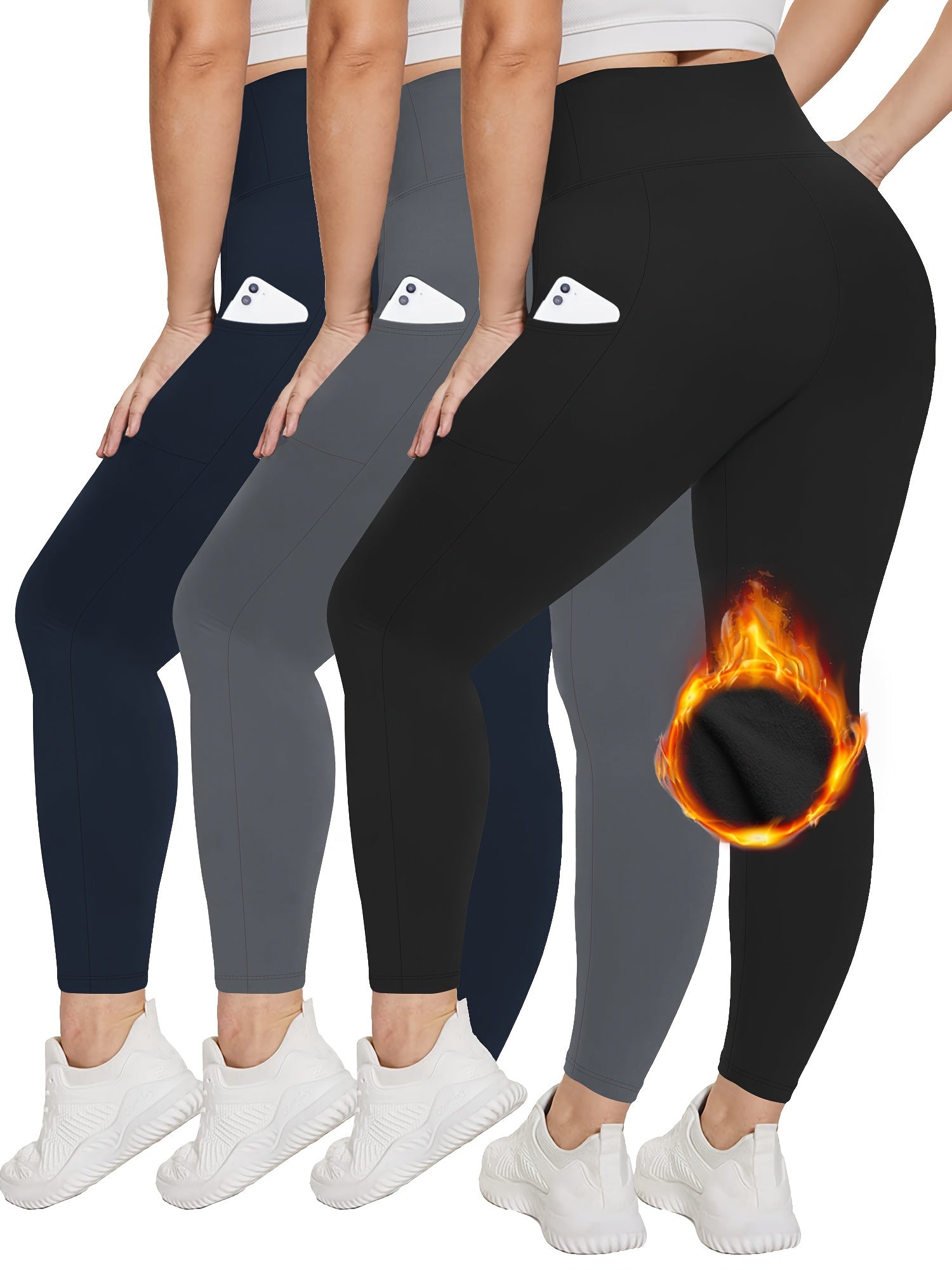 Plus Size Warm Leggings Thick Stretchy High Waist Fall Winter Women