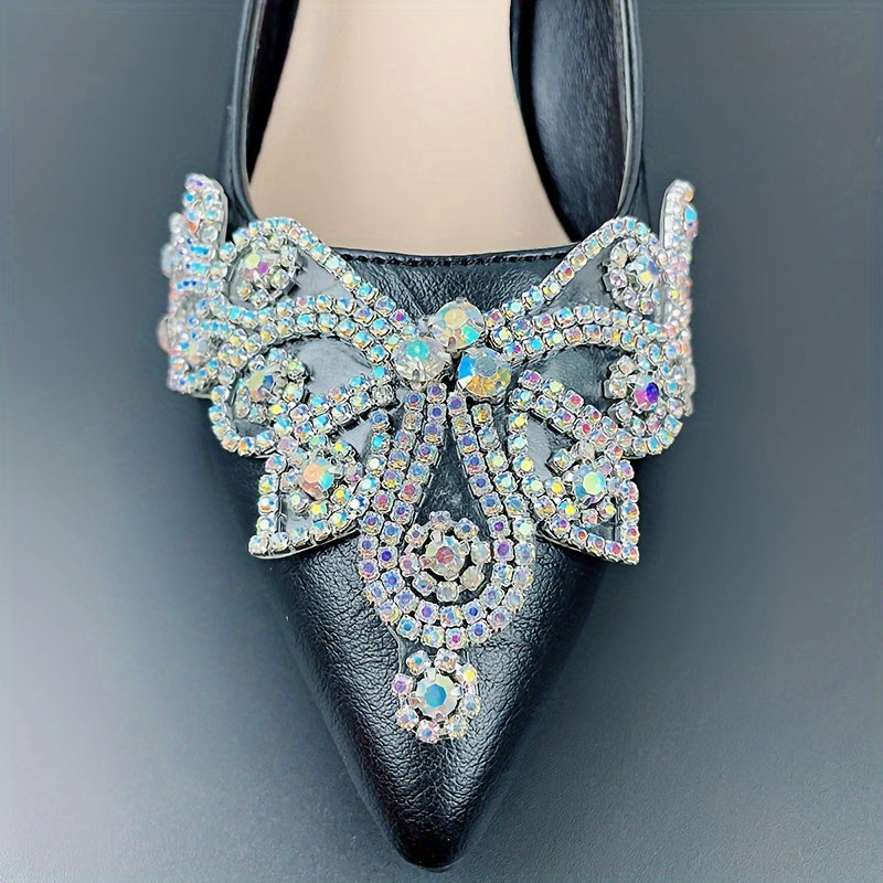 White Glass Rhinestone Applique for Shoes Dresses Bags - Handcrafted DIY Embellishment