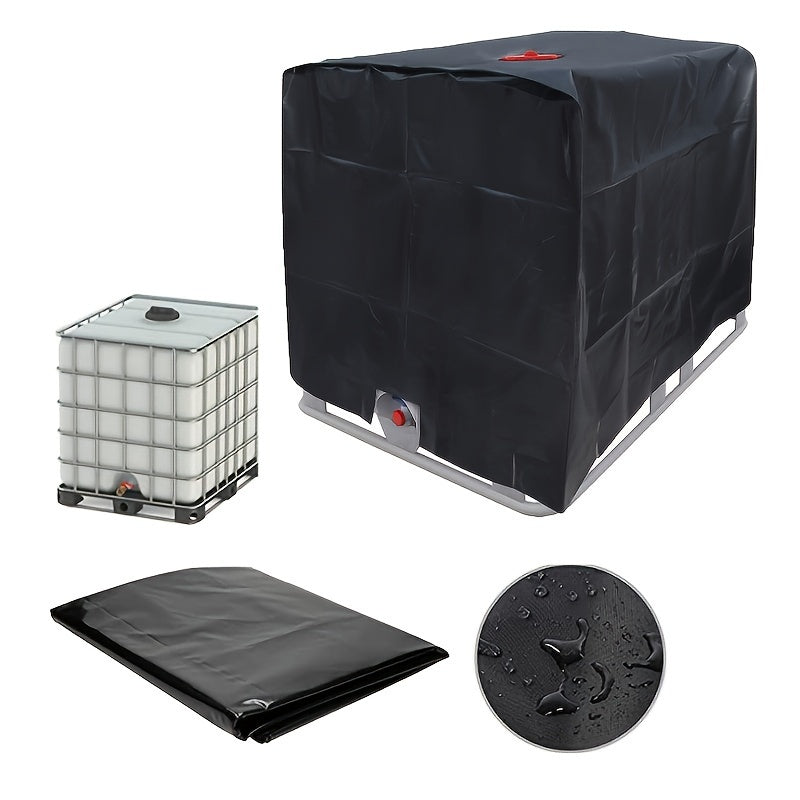 Cubierta para contenedor IBC de poliéster 210D impermeable para barril de lluvia exterior negro