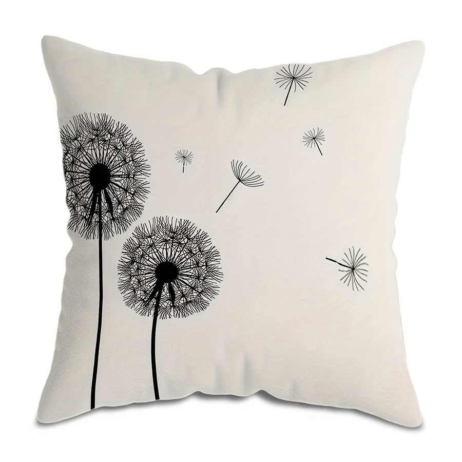 Dandelion Print Square Cushion Cover 44.96cm Polyester Zippered Single-Sided