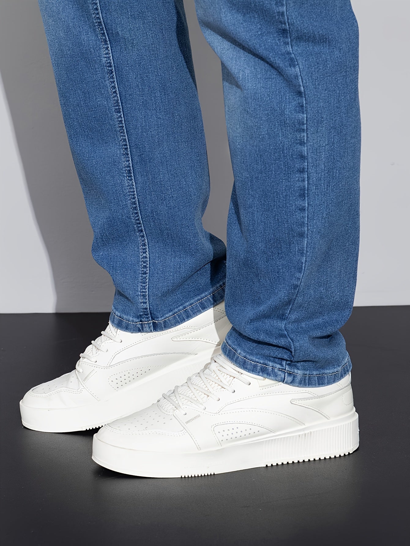 Men's Plus Size Skinny Denim Pants Cotton Blend Solid Spring Fall Casual