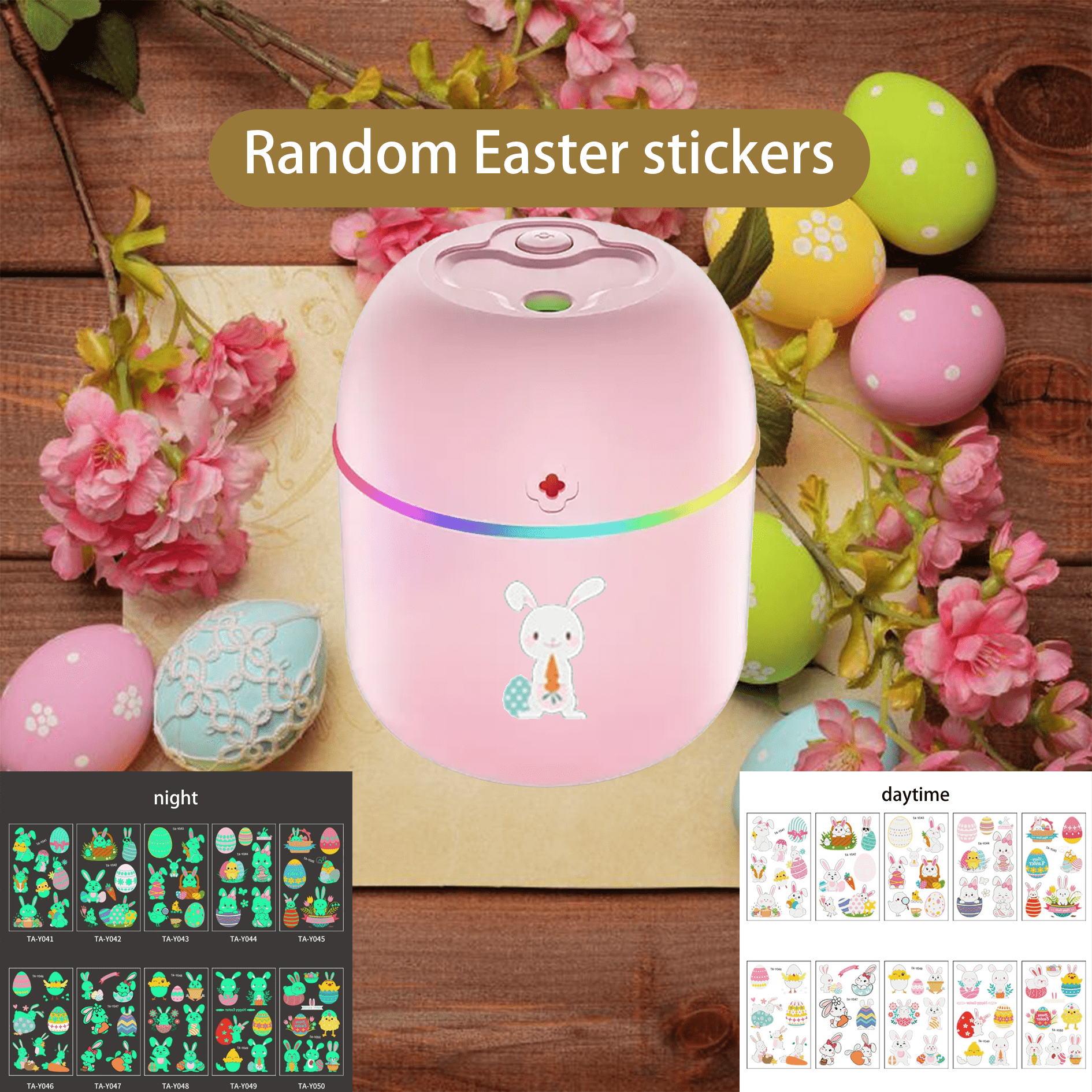 Portable USB Humidifier with Colorful Glow Decals for Bedroom Desk Car