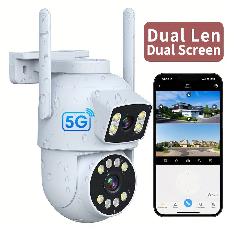 Outdoor PTZ IP Security Camera with Dual Lens AI Tracking Night Vision Waterproof