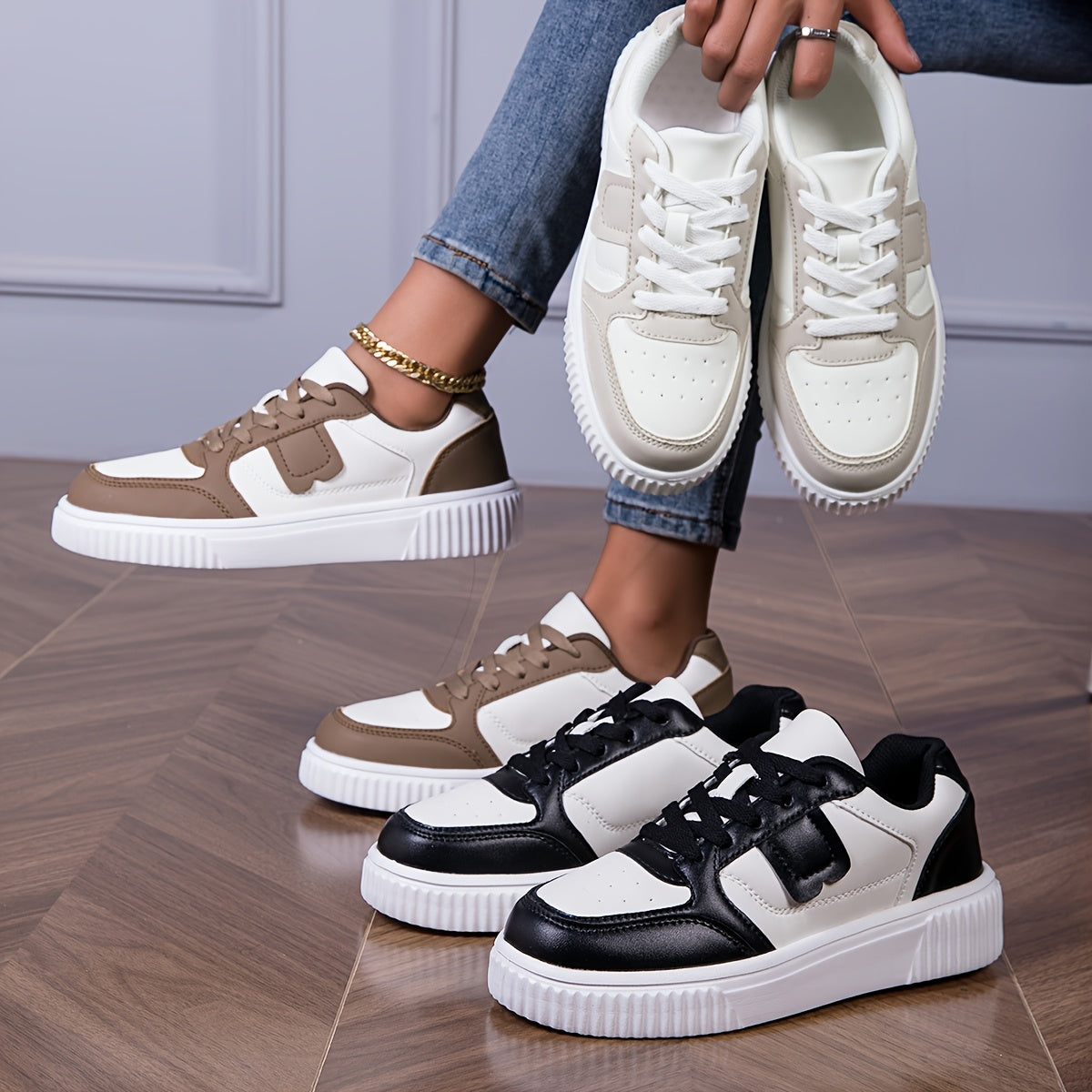 Women's Plus Size Lightweight Casual Sneakers with Thick Sole and Breathable Mesh