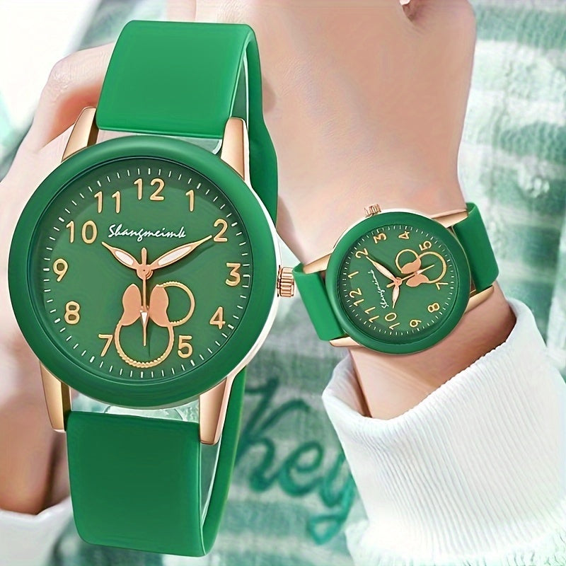 Women's Silicone Wrist Watch with Colorful Candy Design and Round Quartz Dial