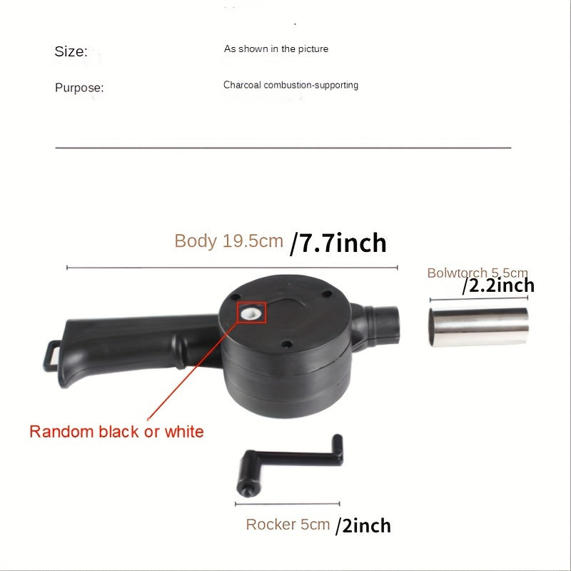 Portable Manual BBQ Blower for Camping Fire Starting and Grilling Black