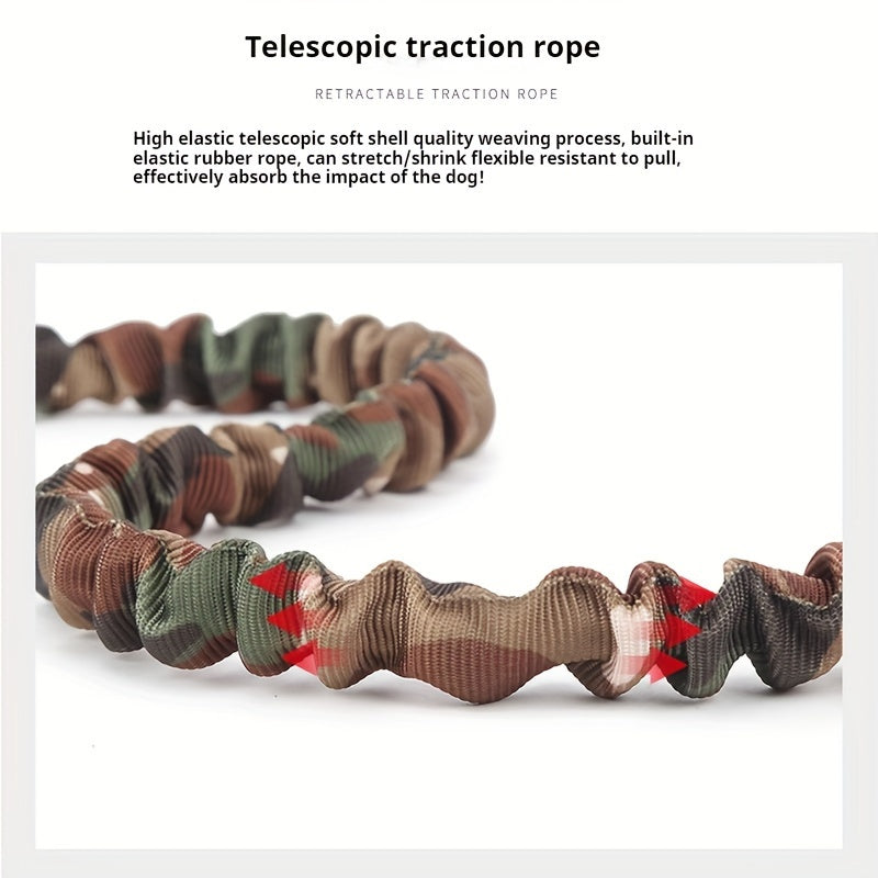 Adjustable Nylon Tactical Dog Harness with Leash for Large Dogs Olive Green Camo