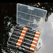 Battery Organizer Box Holds 24 AA AAA Batteries Durable Portable Space-Saving