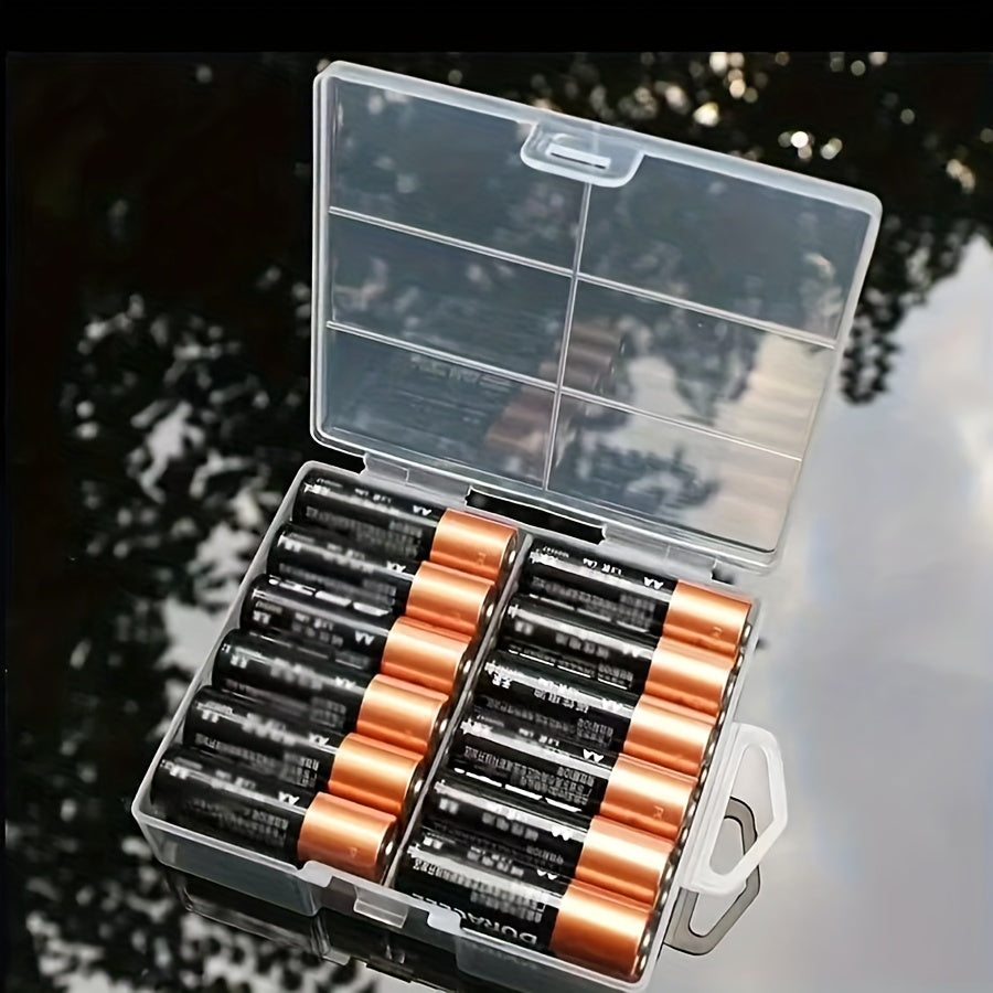 Battery Organizer Box Holds 24 AA AAA Batteries Durable Portable Space-Saving