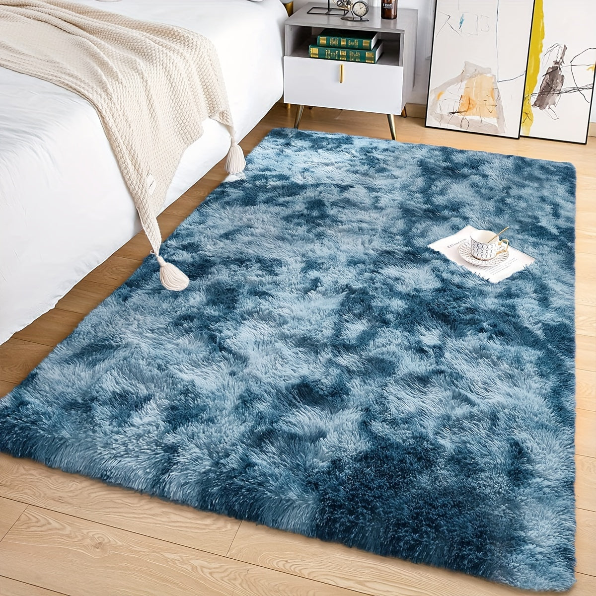 Soft Fluffy Shag Area Rug for Living Room or Bedroom Non-Slip Machine Washable