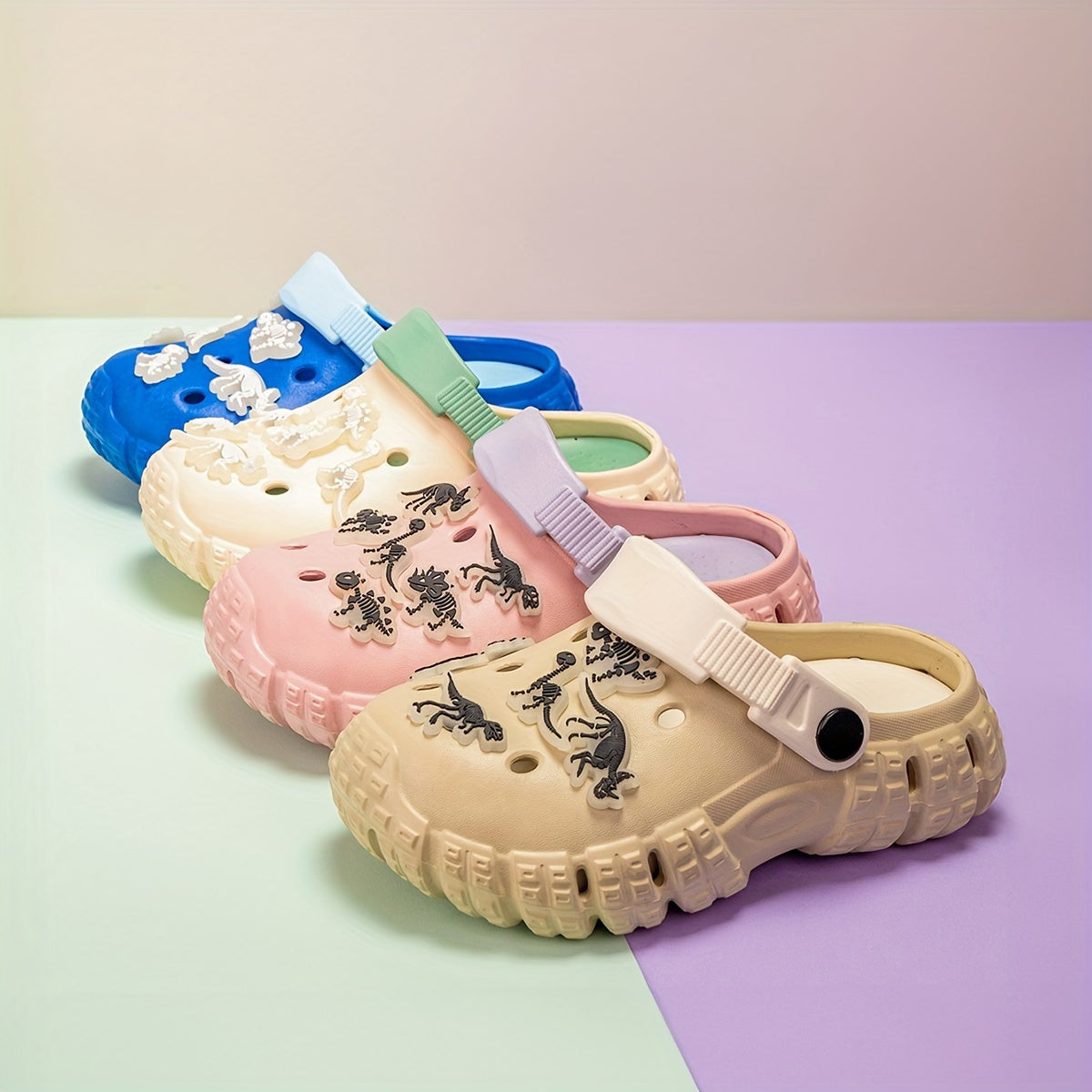 Kids Glow-in-the-Dark Dinosaur Clogs Breathable EVA Indoor Outdoor Casual Shoes for Boys and Girls