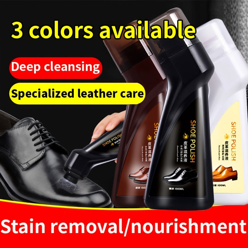 Waterproof Liquid Shoe Polish for PU Leather - Black, Brown, Colorless