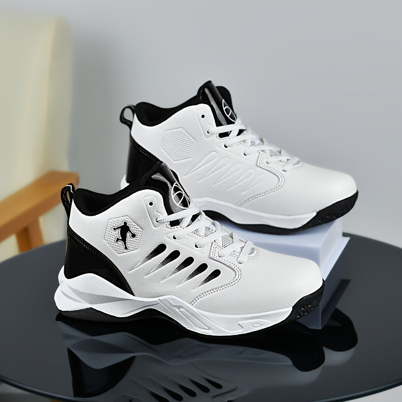 Детские высокие кроссовки на шнуровке из ПУ для уличного баскетбола и повседневных занятий