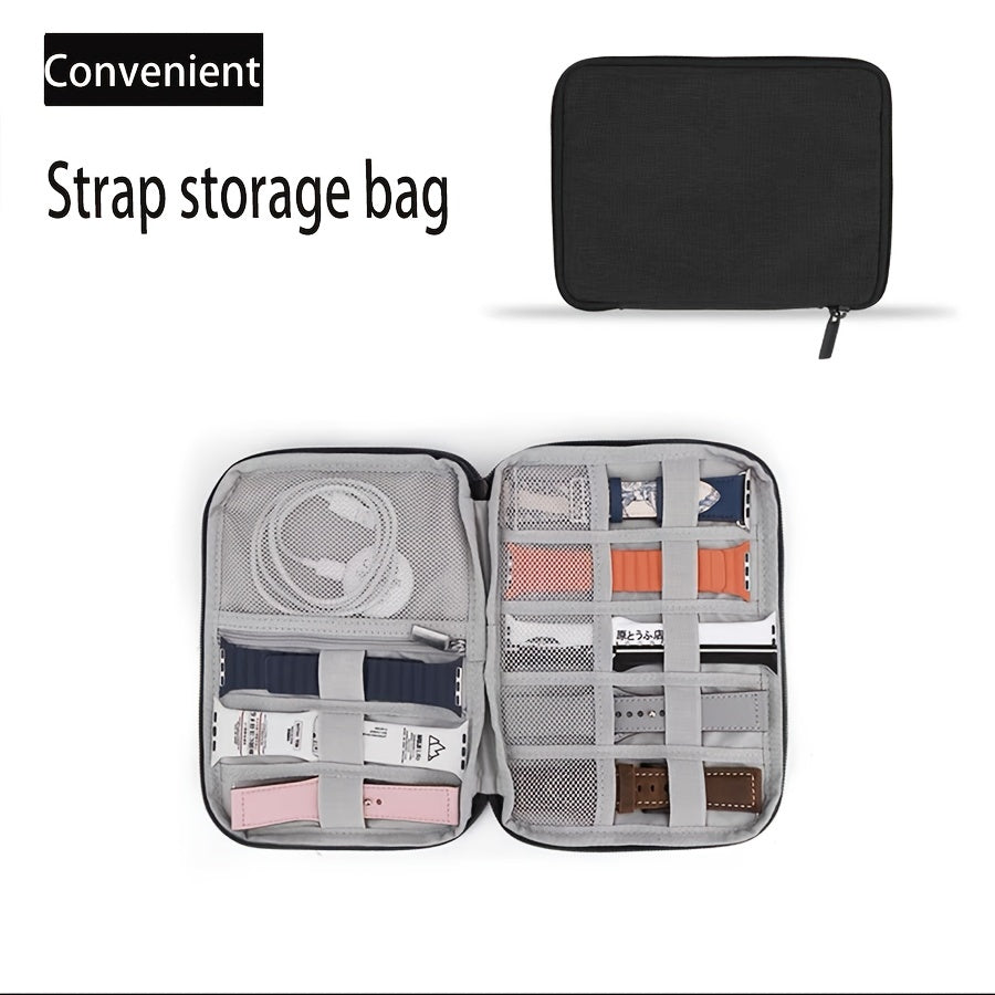 Soat tasmalari uchun saqlash sumkasi, bitta soat uchun joy bilan, soatlaringiz va soat tasmalaringizni tartibga solish uchun mukammal.