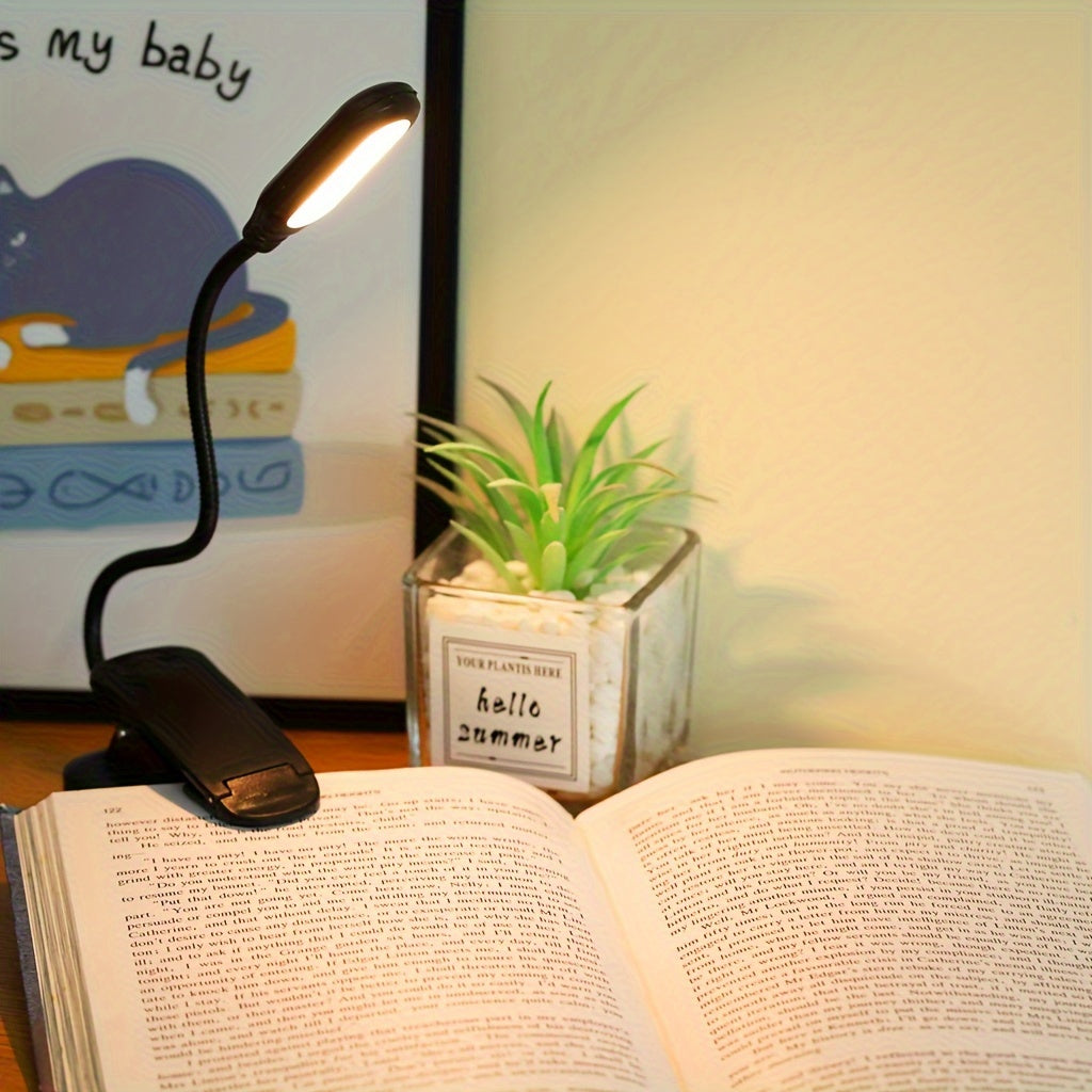 Lámpara de lectura LED ajustable con clip de luz amarilla para lectura