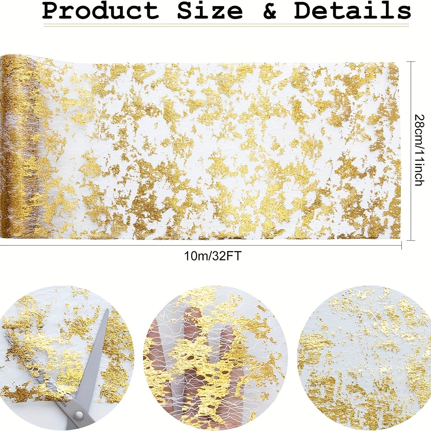 Camino de mesa dorado para bodas y fiestas, 72 pulgadas, decoración elegante