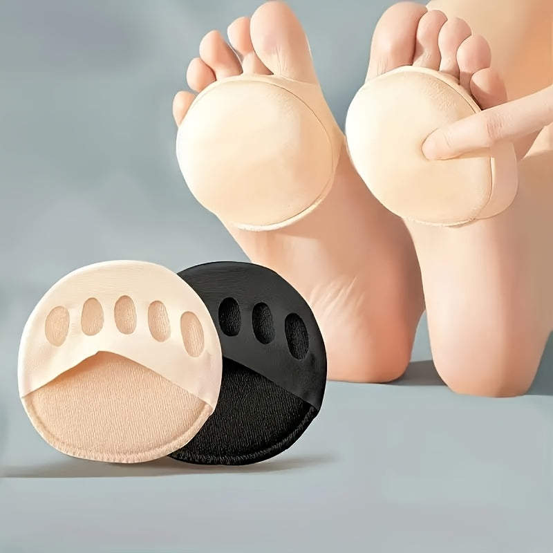 Women Non-Slip Foot Pads with Toe Separator Cushioned Heel Grips Black/Beige