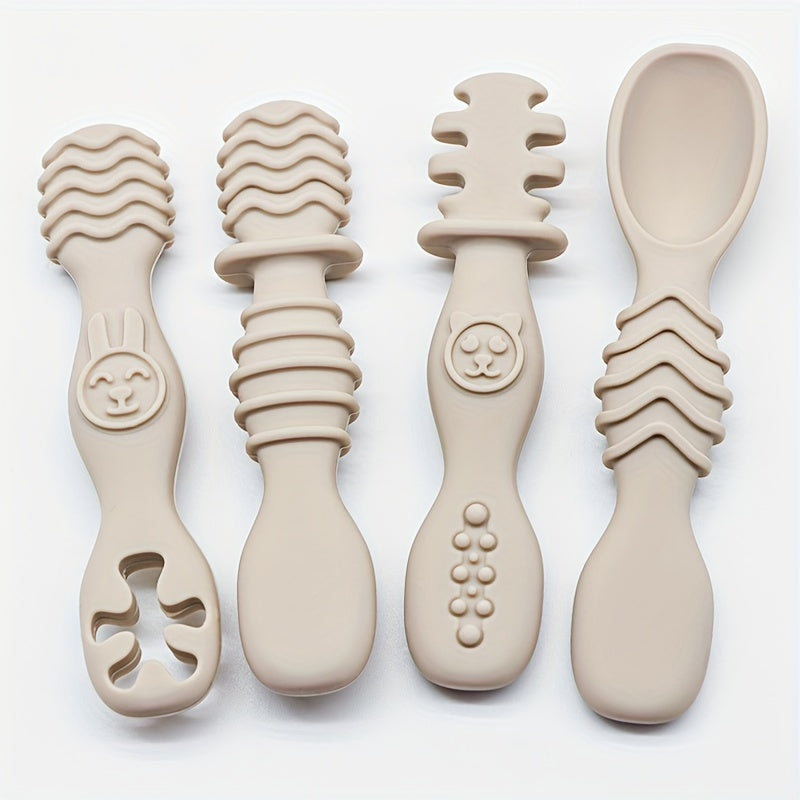 4-Piece Silicone Baby Spoon Set Soft-Tip BPA-Free Dishwasher Safe for Children 6 Months+