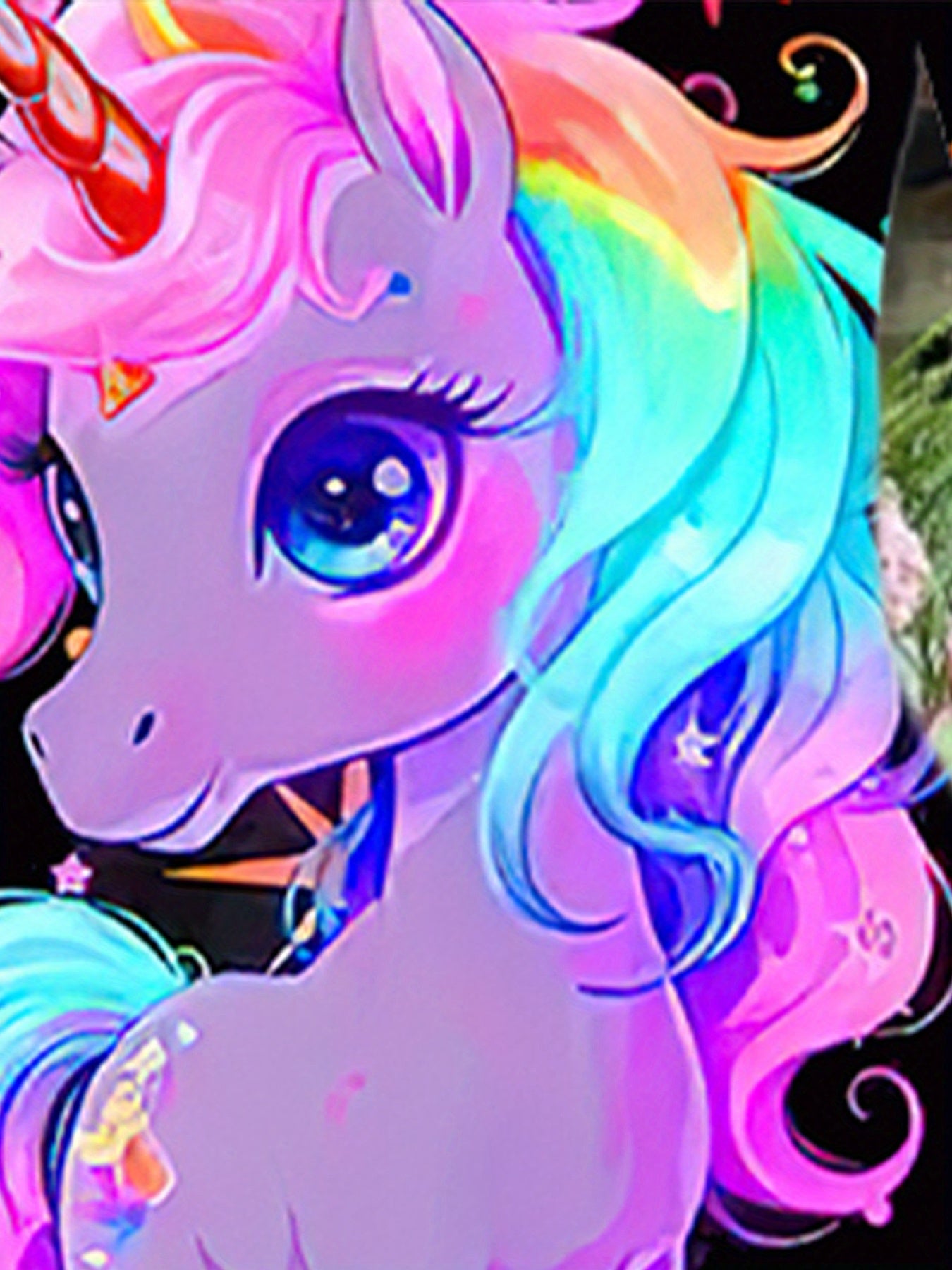 Girls' Polyester Dress with Unicorn and Star Print for Birthday and Spring Summer Events