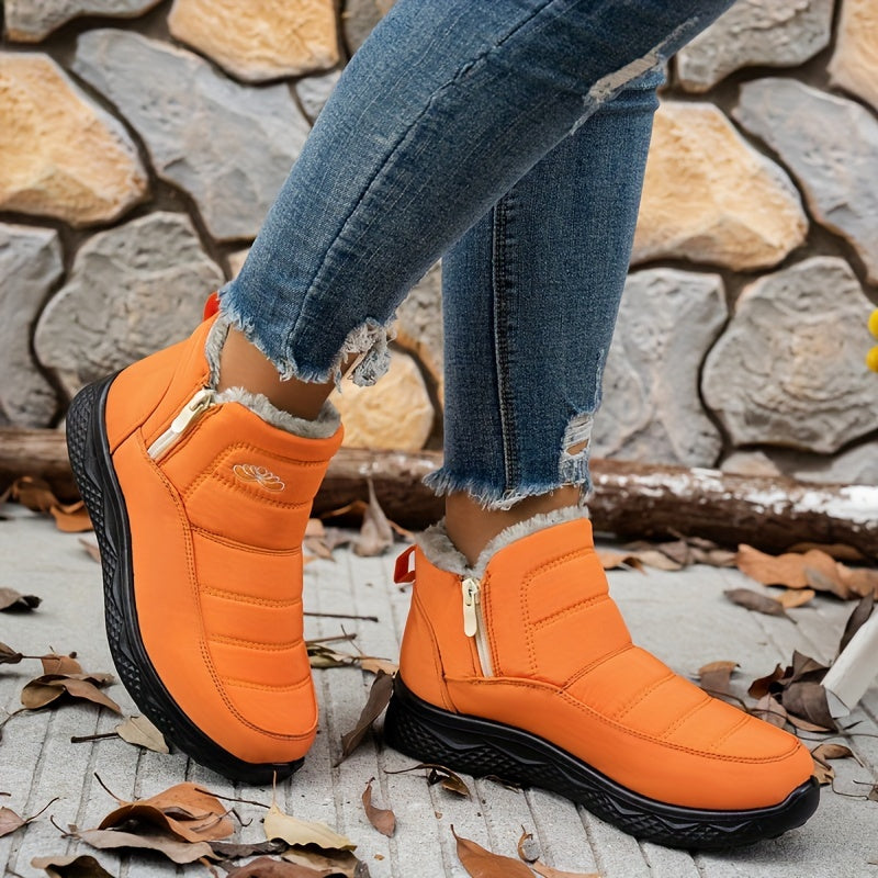 Women's Winter Non-Slip Plush-Lined Short Boots Lightweight Ankle Snow Boots