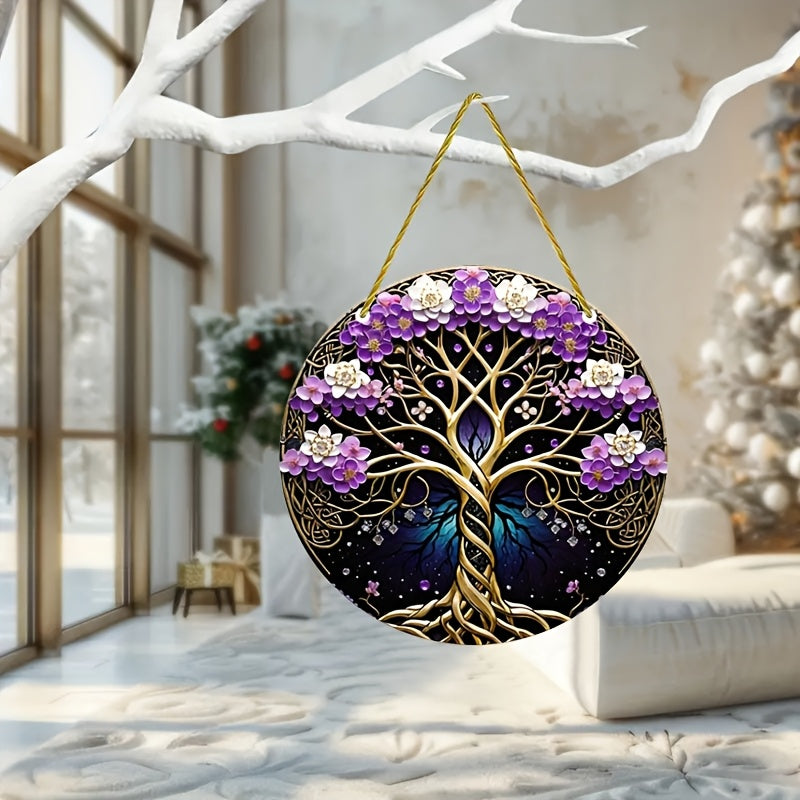 Vibrant Floral Acrylic Tree Suncatcher for Garden and Bedroom Decor