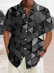 Camisa de manga corta de verano para hombre de tallas grandes con patrón geométrico tejido