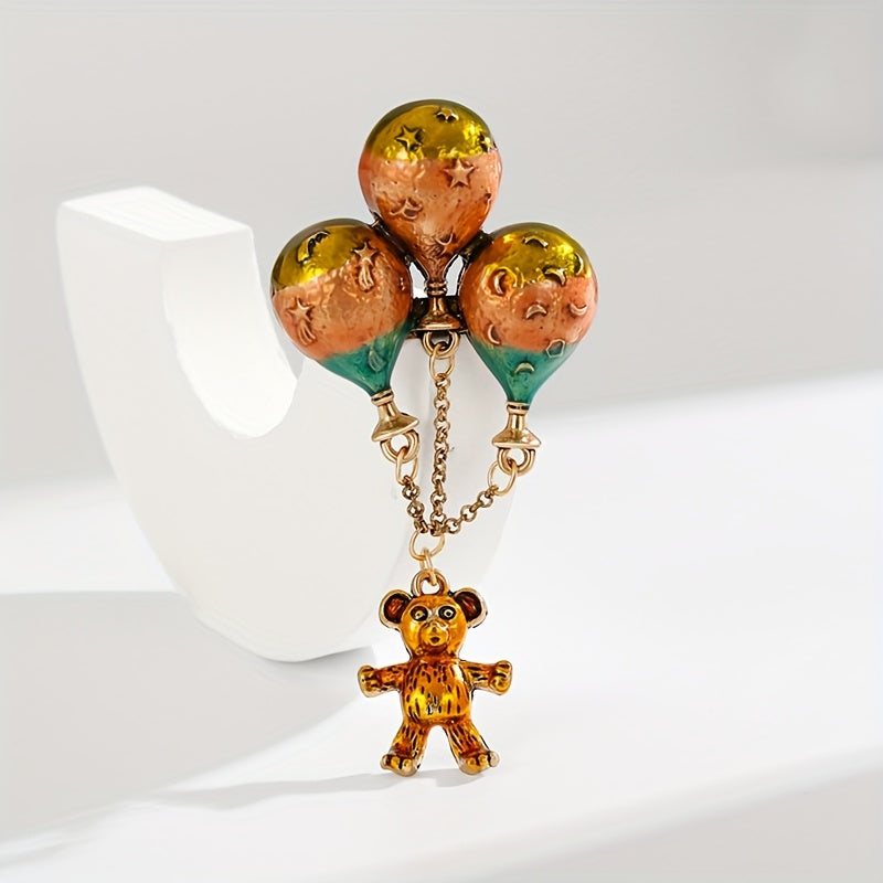 Women’s Vintage Alloy Hot Air Balloon Tassel Brooch Pin