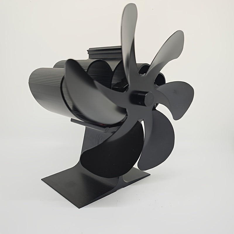 6-Blade Thermal Venturi Stove Fan for Wood and Gas Heating Durable Aluminum