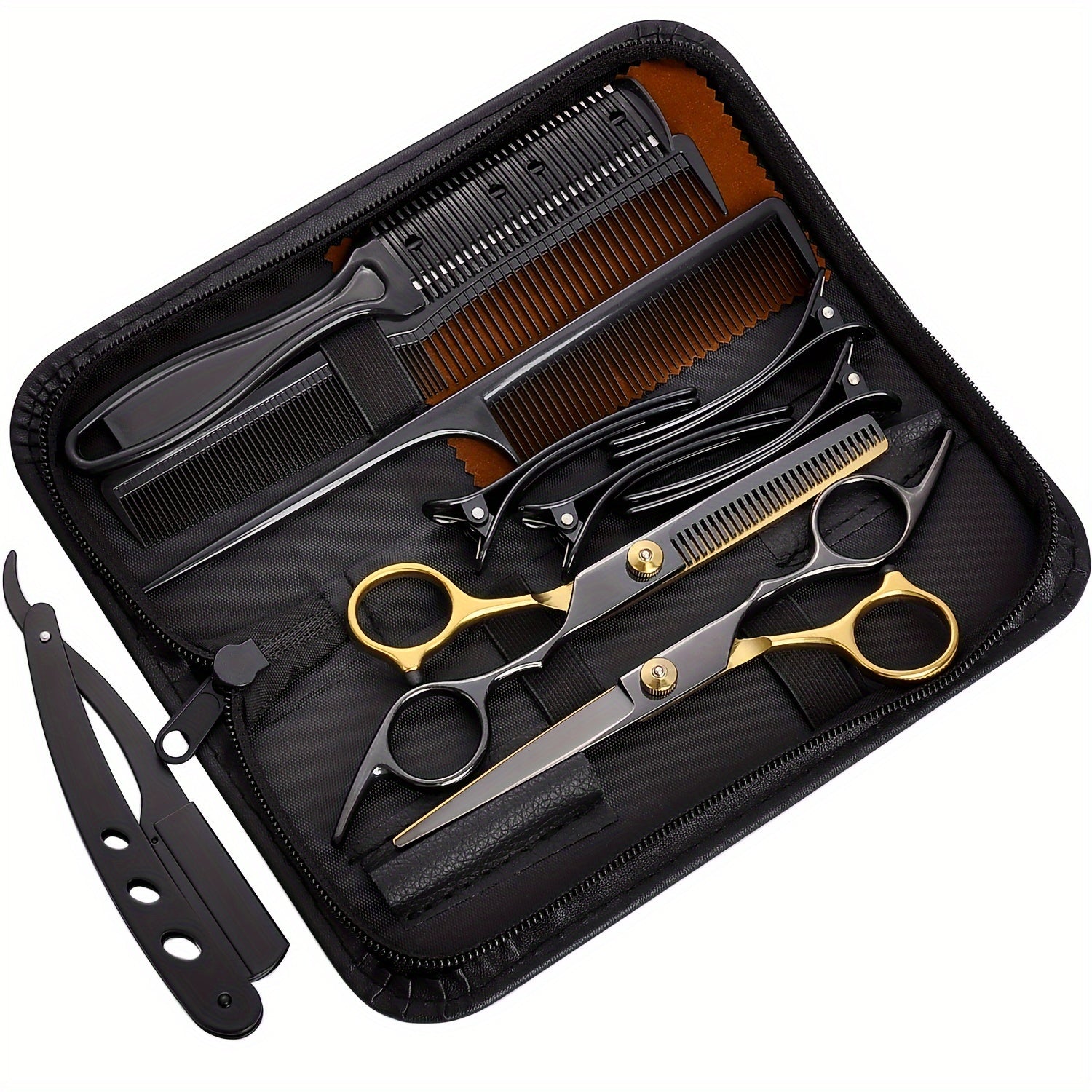 Unisex Adult Hair Cutting Scissors 16.5cm Black Stainless Steel for Salon and Home Use