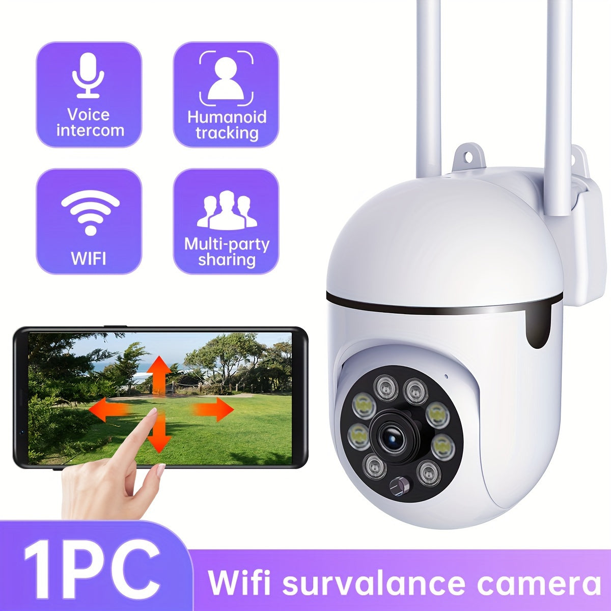 1080P HD Indoor WiFi Dome Security Camera with Two-Way Audio Night Vision Motion Alerts