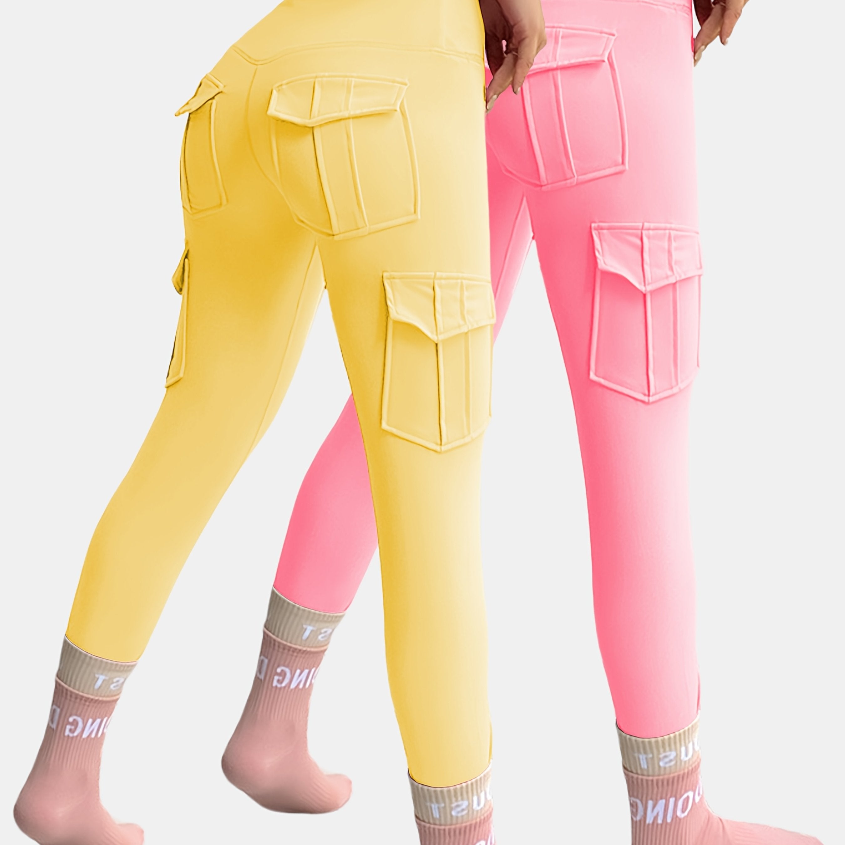 Plus Size Women's High Waist Yoga Pants 2 Pack with Pockets Breathable Comfortable