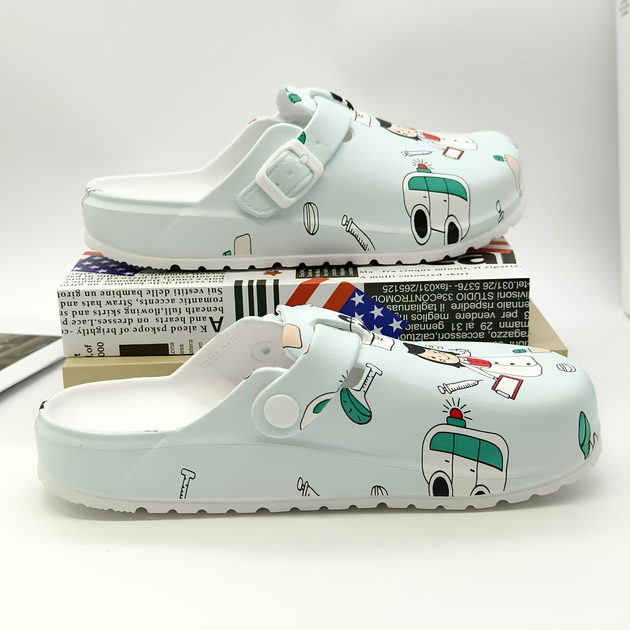 Women's EVA Nurse Clogs Slip-On Non-Slip Cartoon Fashion Comfortable Work Shoes