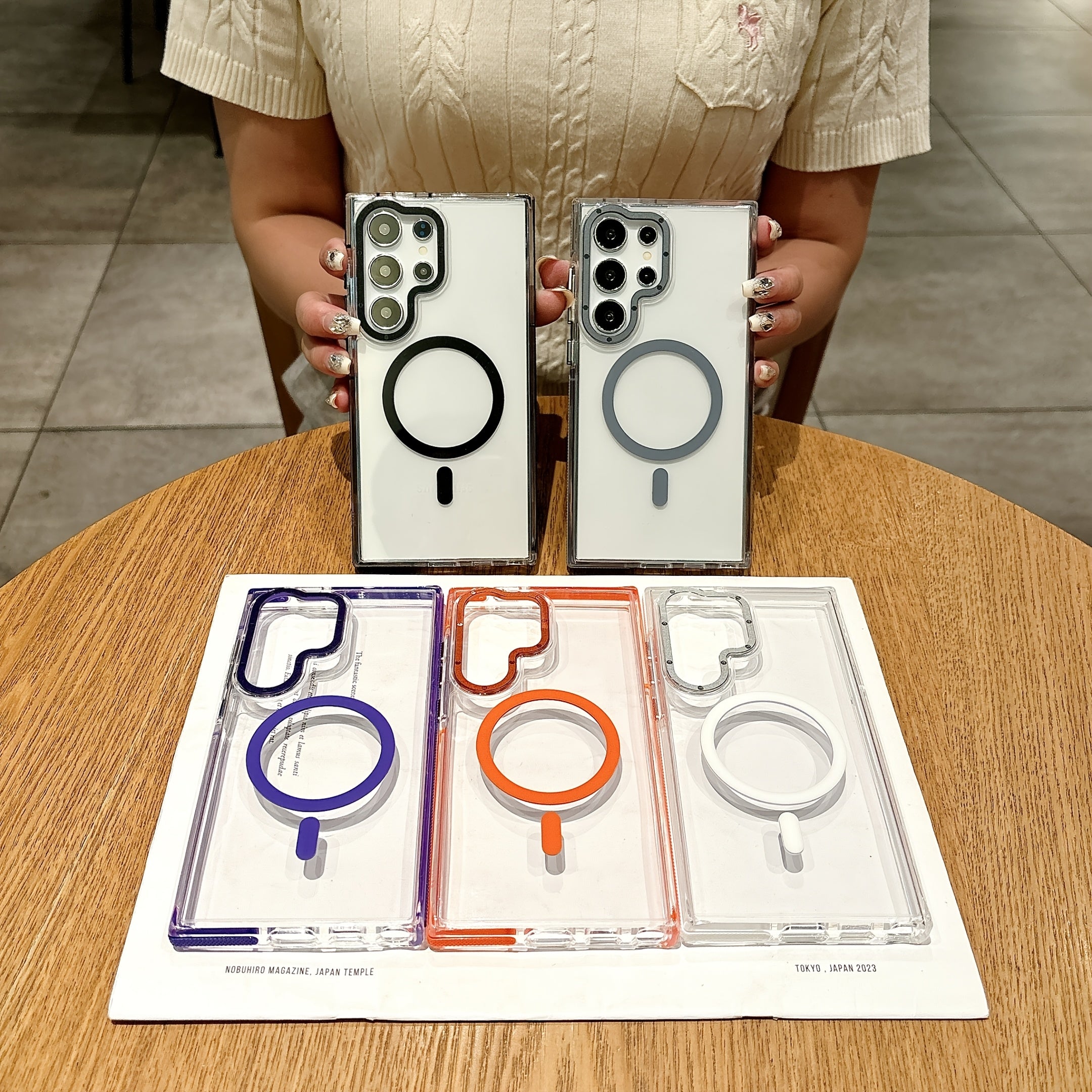 Transparent Magnetic Anti-Slip Phone Case for Samsung Galaxy S23 Ultra Plus with Wireless Charging and Shockproof Protection