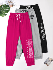 Plus Size Women’s Cozy Lounge Pants 3-Pack With Elastic Waist and Drawstring