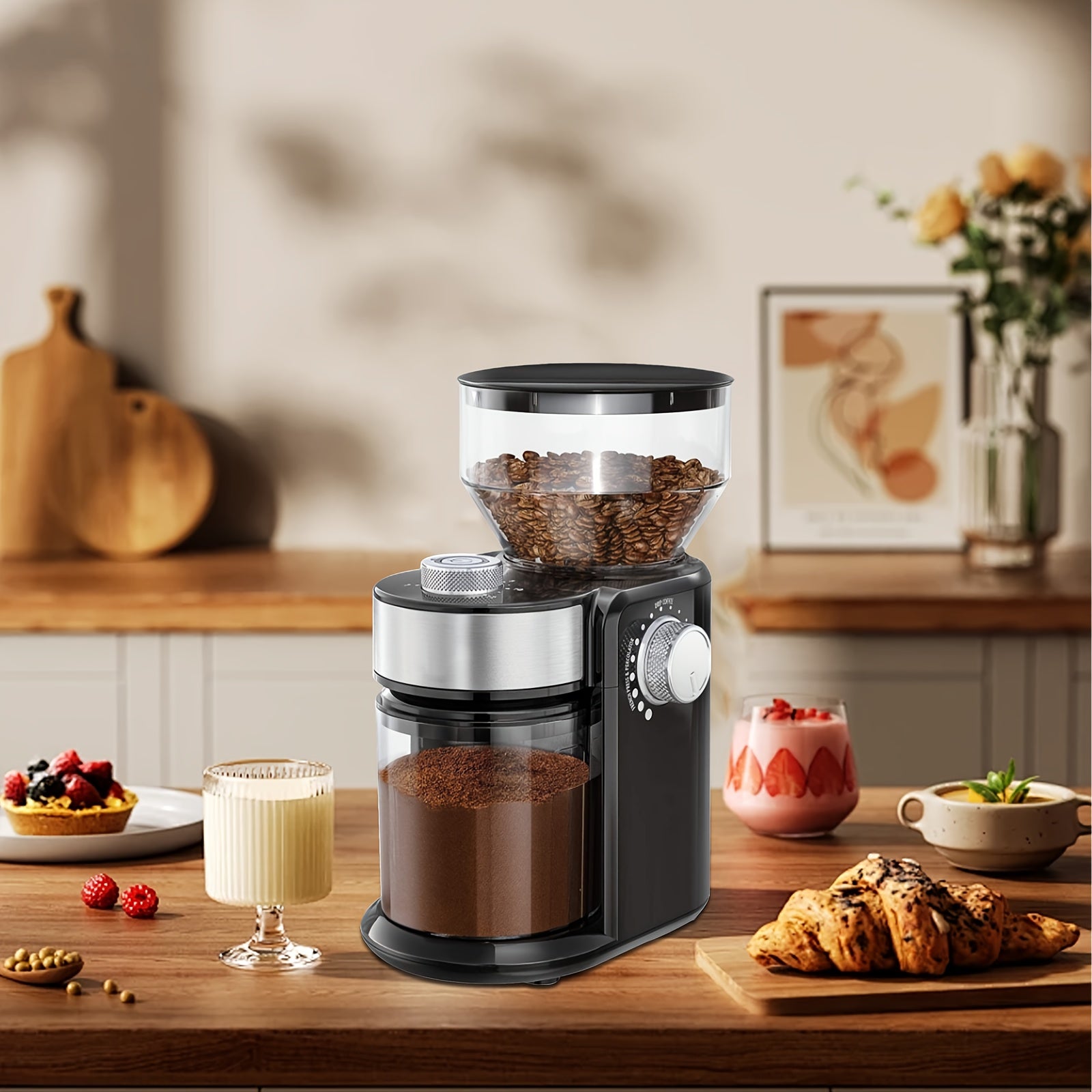 Molino de café ajustable con disco removible para facilitar la limpieza, muele los granos de manera uniforme