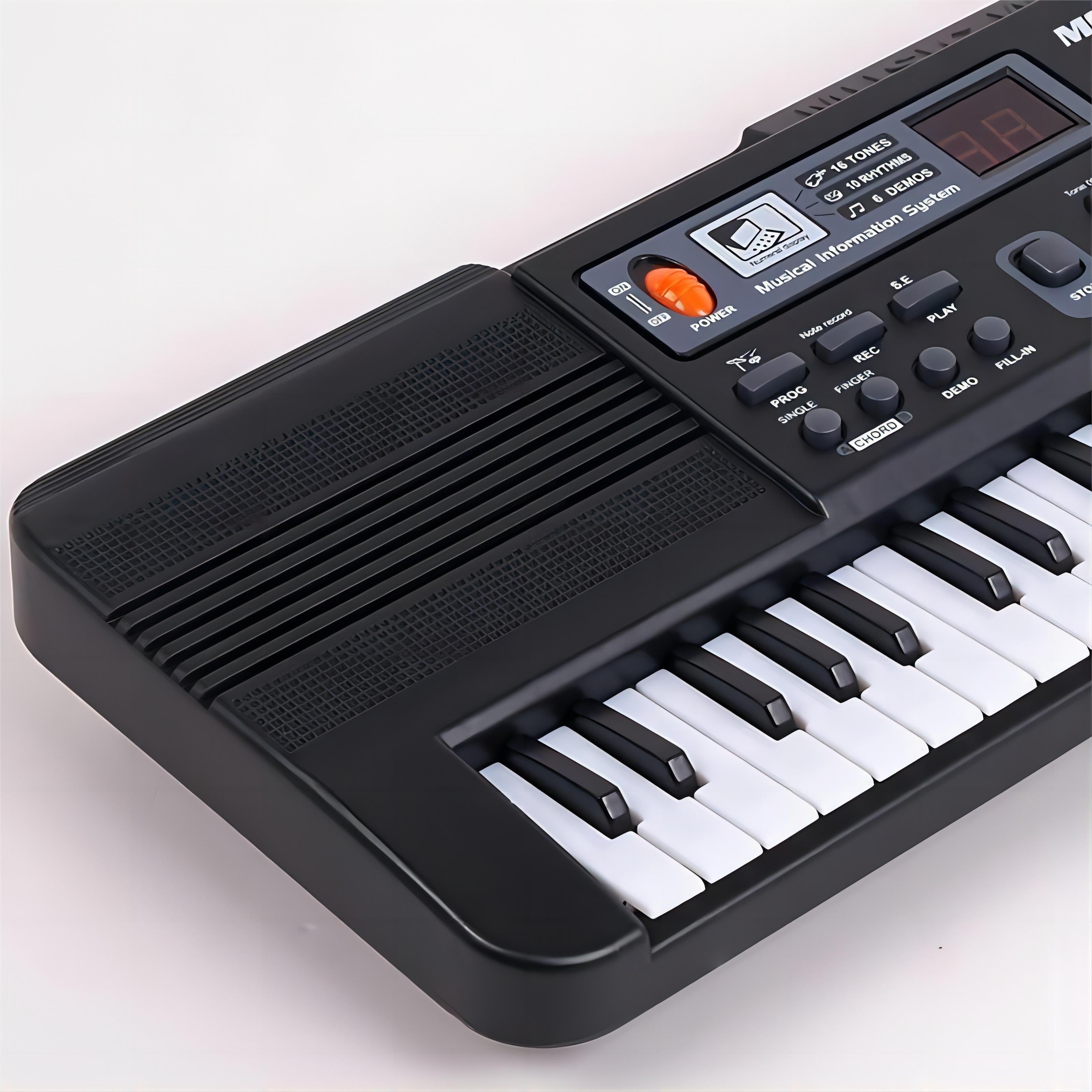 Portable Electronic Keyboard 61 Keys with Microphone for Beginners Educational Toy Black