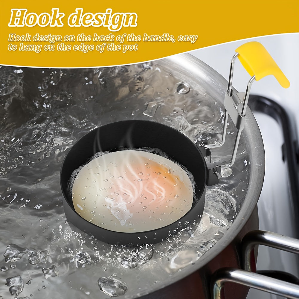 Stainless Steel Egg Poacher Non-Stick Foldable Silicone Handle Kitchen Gadget