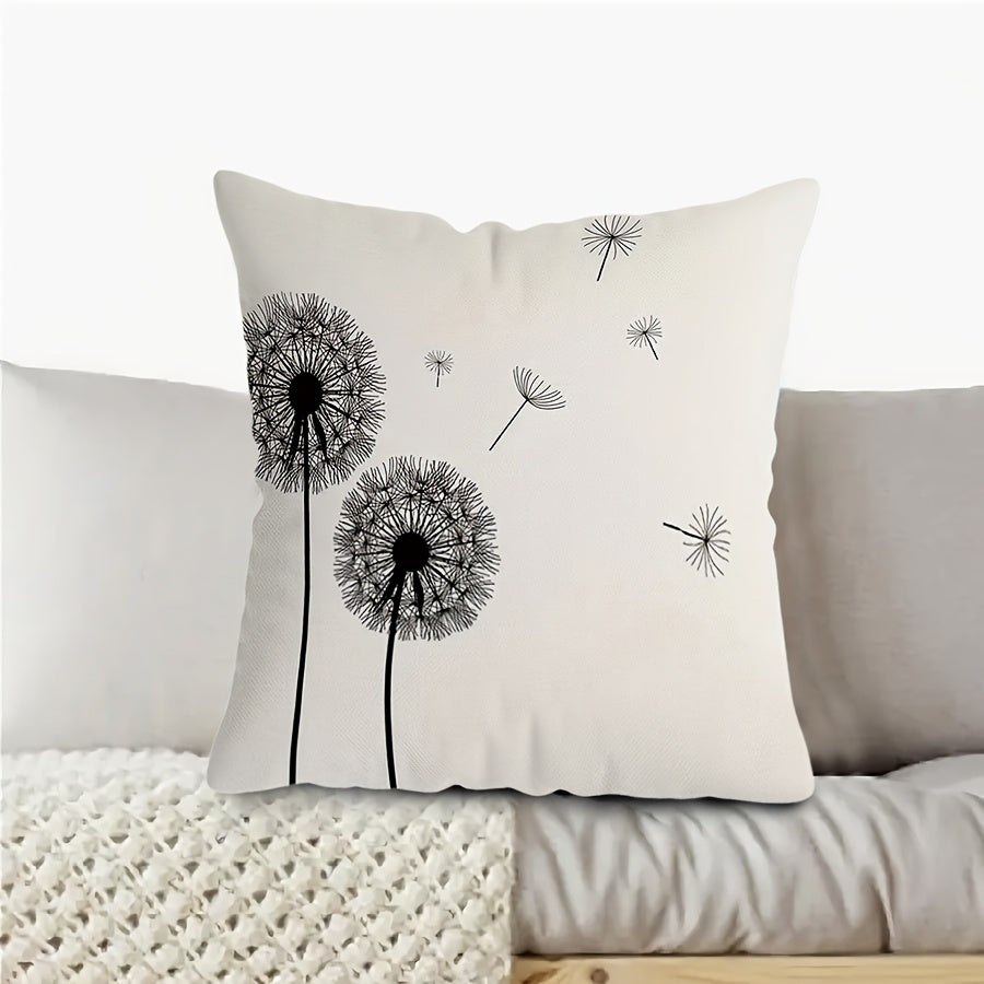 Dandelion Print Square Cushion Cover 44.96cm Polyester Zippered Single-Sided