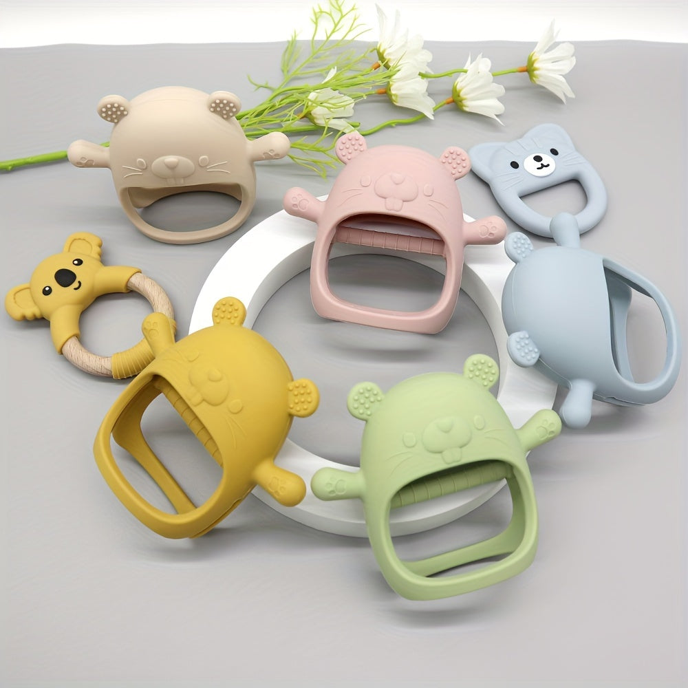 Baby Silicone Teether Gloves Food Grade Soft Cute Drop-Preventing Gift
