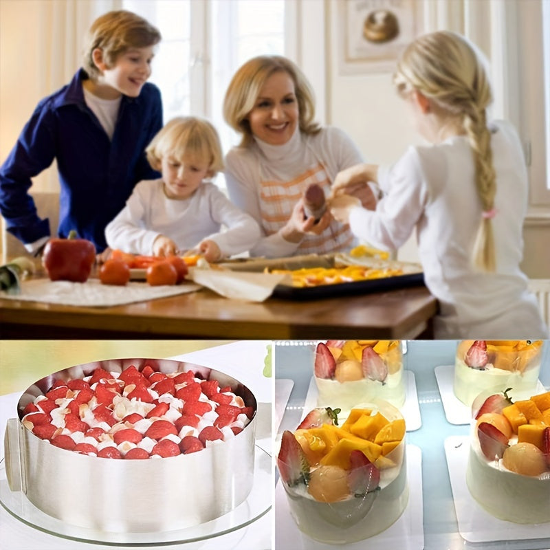 Набор из 5 форм для тортов из нержавеющей стали, регулируемые размеры, антипригарные круглые формы для выпечки