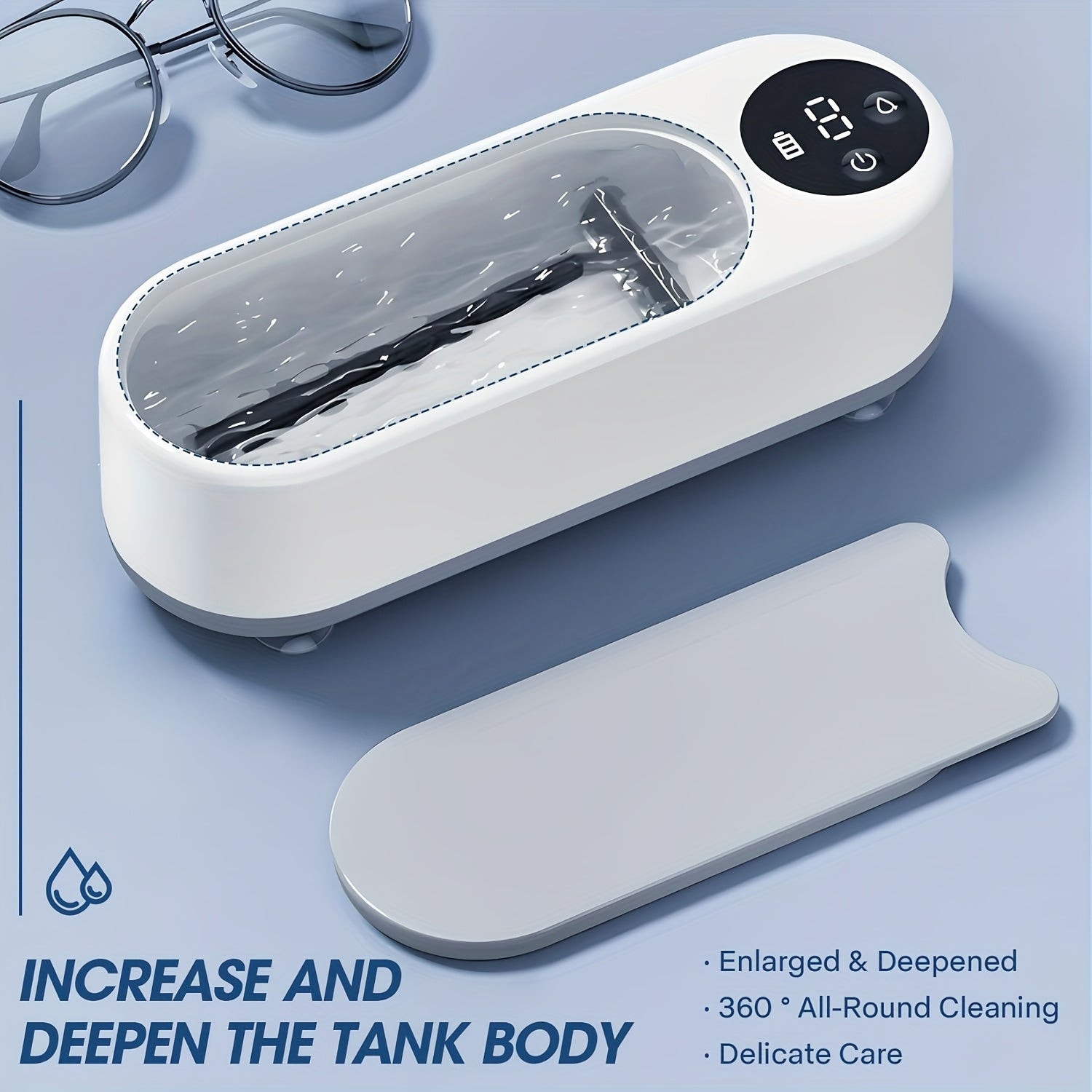 USB Rechargeable Portable Cleaner for Glasses Jewelry Dentures with High-Frequency Vibration
