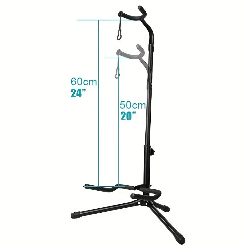Soporte para guitarra de puerta plegable negro con altura ajustable