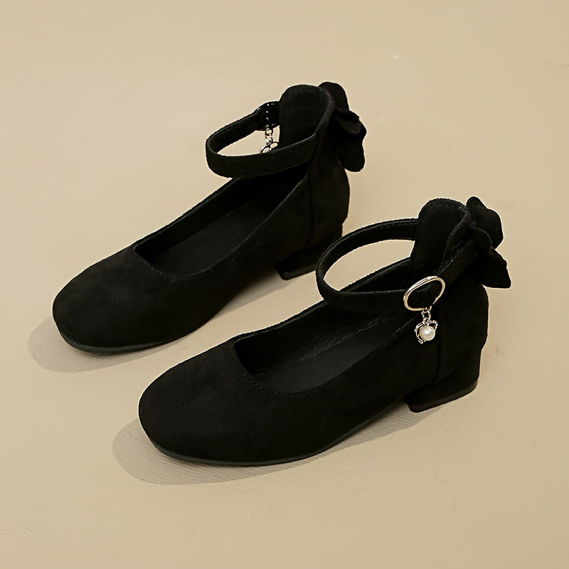 Girls High Heel Shoes for Parties and Weddings Spring Autumn Lightweight PU Heart Bow Tassel