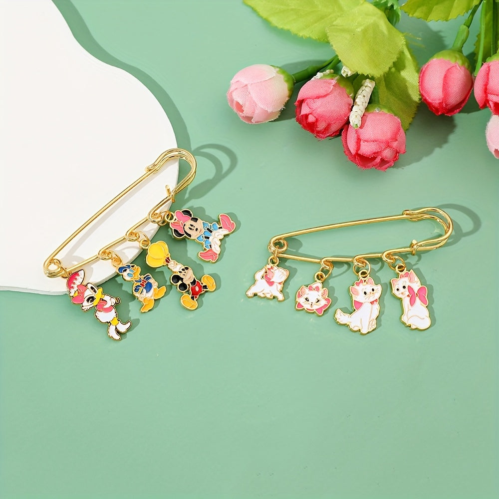 Juego de 2 pins de esmalte de Mickey, Minnie y Donald, personajes de dibujos animados para ropa, mochila, accesorios