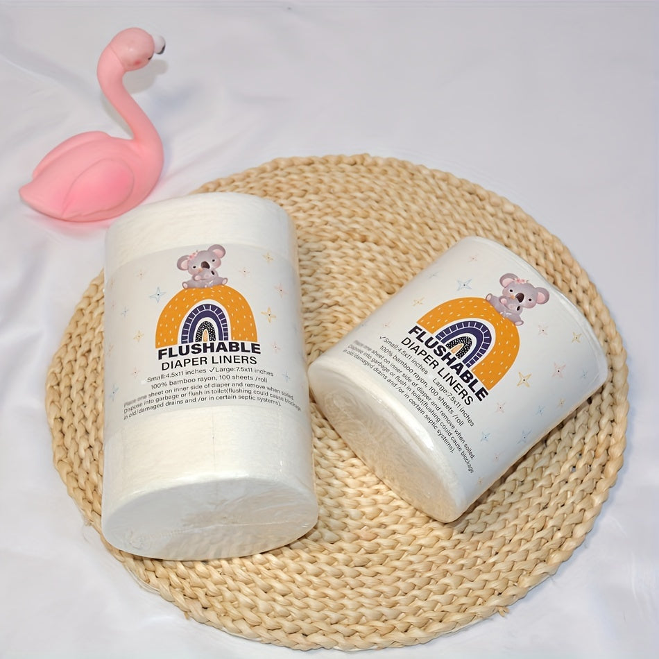 Cloth Diaper Liners 100 Sheets Biodegradable Flushable Bamboo Rayon Disposable