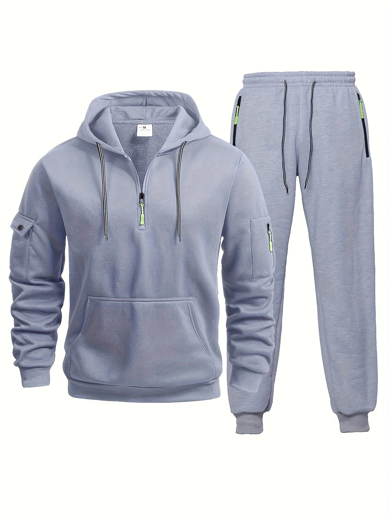 Men's Lightweight Polyester Sports Sweatsuit Set with Hooded Pullover and Joggers for Running Hiking and Casual Wear