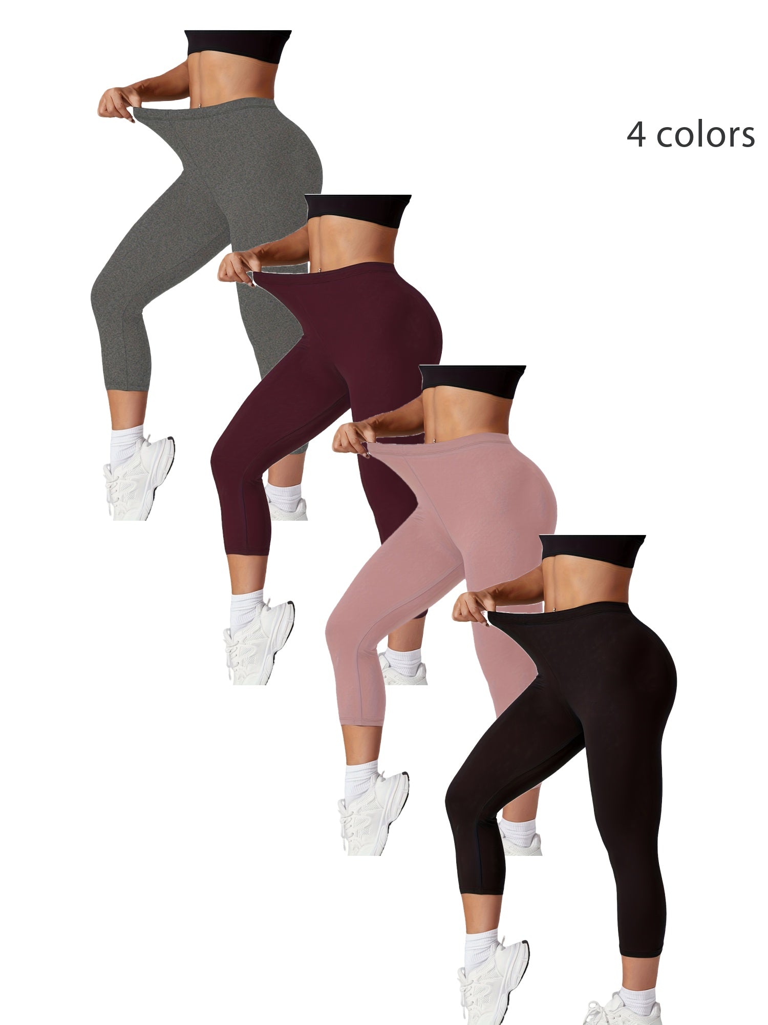 Plus Size Women's Soft Capri Pants for Workout and Yoga Athletic Leggings